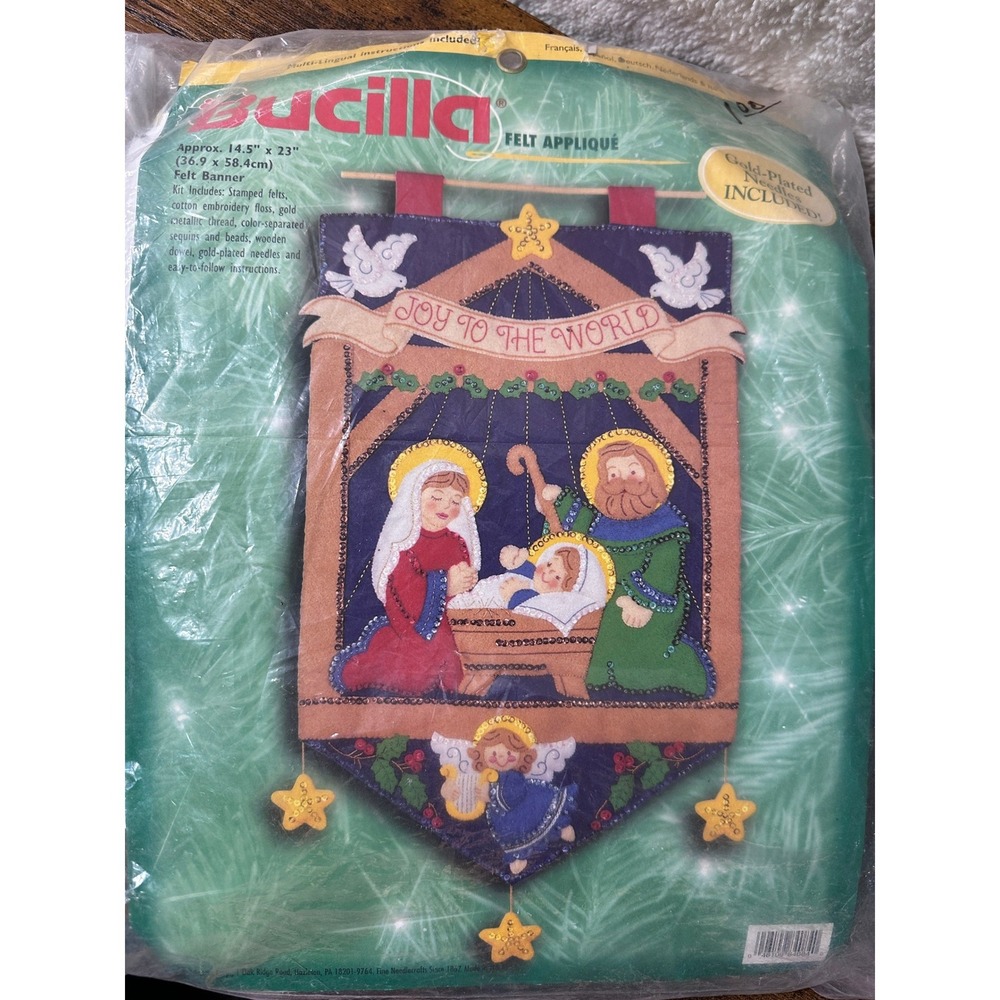 NATIVITY BANNER Felt Applique kit BUCILLA 84084 Christmas Joy to the World NIP